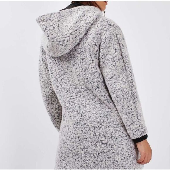 Topshop Abigail boucle grey wool blend coat size 8 - Picture 3 of 13